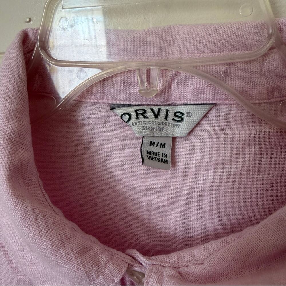 Orvis Pink / Lilac Linen Button Down Shirt Women's Size Medium - Picture 4 of 12